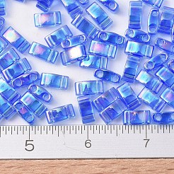 MIYUKIハーフティラビーズ  日本製シードビーズ  2の穴  （htl261)透明サファイアab  5x2.3x1.9mm  穴：0.8mm  約1250個/50g&nbsp;SEED-X0054-HTL0261