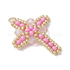 Подвески-кресты из стеклянного бисера&nbsp;PALLOY-MZ00826-04