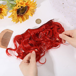 PPドールウィッグロングカーリーヘア  DIYの女の子のためのbjdメイキングアクセサリー  レッド  1000x150~160x1mm&nbsp;DIY-WH0591-249C-26
