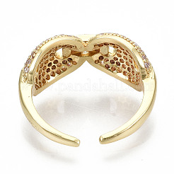 Латунные кольца из манжеты с прозрачным цирконием RJEW-S045-010G-NR