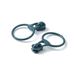 合金ジッパー  レジンプラー付き  ラウンド  カドミウムフリー＆鉛フリー  濃い緑  37mm  リング：31.5x23.5x1.5mm  ジッパープラー：10.5x9x7.5mm&nbsp;PALLOY-WH0079-16K-RS