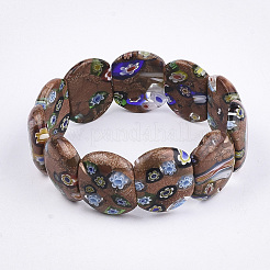 Браслеты из искусственного золота ручной работы из искусственного золота и миллефиори&nbsp;BJEW-S039-07