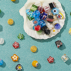 180 шт. 6 стиля круглых стеклянных бусин миллефиори ручной работы LAMP-LT0001-08