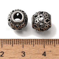 304ステンレススチールヨーロピアンビーズ  大穴ビーズ  スターとロンデル  アンティークシルバー  10x9.5mm  穴：4mm&nbsp;STAS-D191-05F-AS