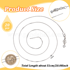12個 1mm 真鍮ベネチアンチェーン 調節可能なスライダーネックレス 女性用  プラチナ  20.08インチ（51cm）&nbsp;NJEW-NB0001-40