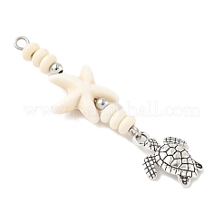 Подвески-рондель из синтетической бирюзы в виде морского сплава и морской звезды&nbsp;PALLOY-JF04012-01