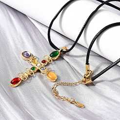 Ожерелья с подвесками из нержавеющей стали 304 с кубическим цирконием&nbsp;NJEW-H070-03G