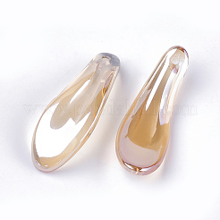 電気メッキガラスチャーム  花びら  ナバホホワイト  26x9x6mm  穴：1mm&nbsp;EGLA-S175-03C