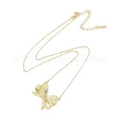 304 нержавеющая сталь кристалл горный хрусталь кабель цепь бант подвеска ожерелье для женщин&nbsp;NJEW-C055-08G