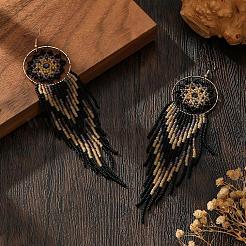 Серьги-люстры ручной работы в богемном стиле из стеклянного бисера.&nbsp;GZ5802