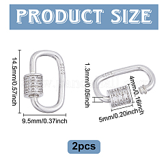 2 шт. 925 винтовые застежки из стерлингового серебра со стразами&nbsp;STER-NB0001-37