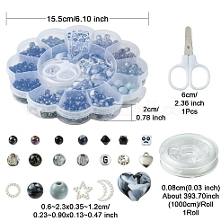 Наборы для изготовления эластичного браслета из бисера своими руками со сплавом лунных подвесок&nbsp;DIY-YW0008-87