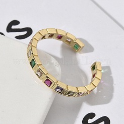 Манжеты из латуни с микро паве кубический цирконий для женщин&nbsp;RJEW-H256-09G