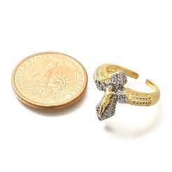 Латунные кольца из манжеты с прозрачным цирконием RJEW-U035-02GP-02