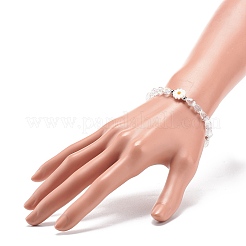Bracciale elasticizzato con fiore margherita in conchiglia naturale e collana con ciondolo&nbsp;SJEW-JS01252