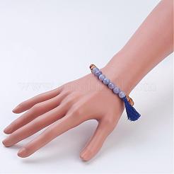 Bracelets élastiques en bois et pierres naturelles&nbsp;BJEW-JB02784