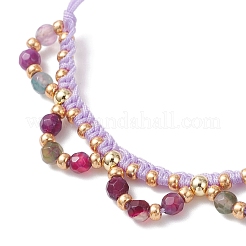 Браслеты из цветочных стеклянных бусин и натурального агата&nbsp;BJEW-MZ00222-02