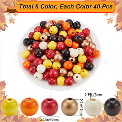 240 шт. 6 вида бусин из натурального дерева WOOD-SP0001-03A