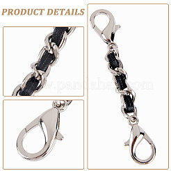 1 шт. черный кожаный сплав pu chain удлинитель для кошелька ремешка для изготовления кошелька&nbsp;PURS-CL0001-10A