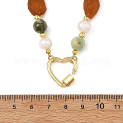 Collares con cuentas de ámbar natural en bruto&nbsp;NJEW-JN06583-02