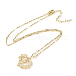 Ожерелья с подвеской в форме сердца из нержавеющей стали 304 с кубическим цирконием NJEW-H029-01G-F