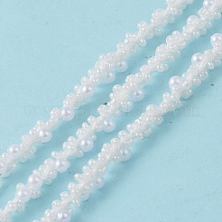 プラスチックシードビーズチェーン  スプールで  ホワイト  5x5mm&nbsp;KY-K013-02