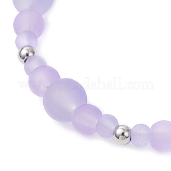 Braccialetti con perline di vetro trasparente satinato per donna&nbsp;BJEW-JB12136-01