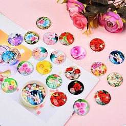 Fleurs imprimés cabochons de verre&nbsp;sgGGLA-SZ0001-15