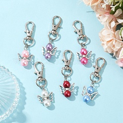 6 шт. 6-х цветный ангельский стеклянный жемчуг и сплав подвеска украшение&nbsp;HJEW-YW00072