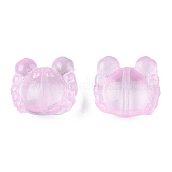 透明なスプレー塗装ガラスビーズ  カニ  ピンク  13x14x6.5mm  穴：1mm&nbsp;GLAA-N035-026-C05