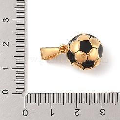 304ステンレスペンダント  エナメル  サッカーのチャーム  ゴールドカラー  ブラック  17.5x15x15mm  穴：8.5x5mm&nbsp;STAS-S001-06G-O