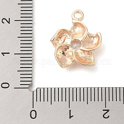 真鍮インレイ透明ガラスペンダント  花  18KGP本金メッキ  17.6x14.9x4.3mm  穴：1.5mm&nbsp;KK-S388-29G