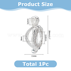925 pendentif cage à perles vides en argent sterling avec micro pavé de zircones cubiques transparentes&nbsp;STER-WH0005-64
