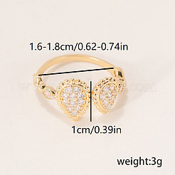 Anillos abiertos de latón con micropavé de circonitas cúbicas para mujer&nbsp;BQ0682-3