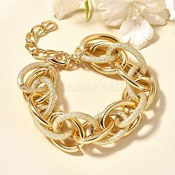 パンク&ヒップホップスタイルの合金ローロチェーンリンクブレスレット、女性と男性用  ゴールドカラー  7-5/8インチ（19.4cm）&nbsp;BJEW-K270-01G