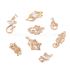 16шт 8 стиля латунные подвески с микропаве и кубическим цирконием&nbsp;KK-CF0001-02