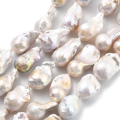 Нити натуральных бусин с ядровым жемчугом PEAR-B004-15A-01A