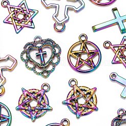 24 stücke 6 stil regenbogenfarben legierung anhänger&nbsp;FIND-LS0001-15MC