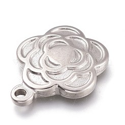 変色しない304ステンレススチールペンダント  花  ステンレス鋼色  20x16.5x3mm  穴：1.5mm&nbsp;X-STAS-Z017-08P