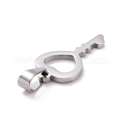 変色しない304ステンレススチールペンダント  ハートキー  ステンレス鋼色  30x16x2mm  穴：9x5mm&nbsp;STAS-D188-05P