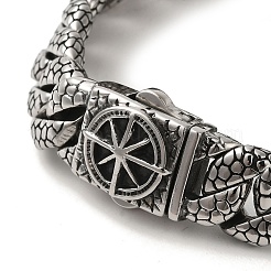 304 нержавеющая сталь компас кубинские звенья цепи браслеты для женщин мужчин&nbsp;BJEW-Q341-05A-AS