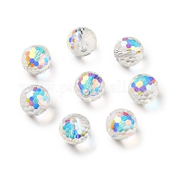 Perle di cristallo austriache imitazione di vetro, sfaccettato (128 sfaccettatura), tondo, chiaro ab, 10mm, Foro: 1.5 mm