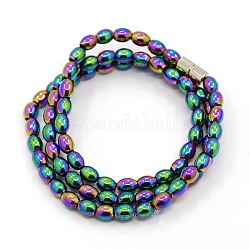 Trendy magnétiques hématite synthétique colliers baril de perles unisexe, avec fermoir magnétique, colorées, 17.32 pouce