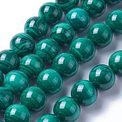 Synthetic Malachite Beads Strands, Round, 10mm, Hole: 1.2mm, about 37~38pcs/strand, 14.9~15.4 inch(38~39.3cm)