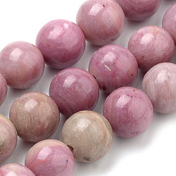 Chapelets de perles en rhodonite naturelle, ronde, 12mm, Trou: 1mm, Environ 31~33 pcs/chapelet, 14.9~15.1 pouce (38~38.5 cm)