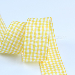 Nastro di poliestere, nastro in tartan, per confezioni regalo, fiocchi floreali decorazione artigianale, giallo, 1 pollice (25 mm)