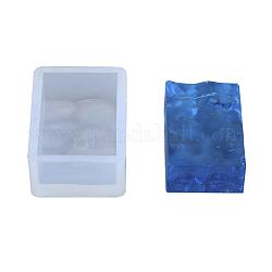 Forma de rectángulo moldes de silicona diy, moldes de resina, para resina uv, fabricación de joyas de resina epoxi, blanco, 44x30.5x17mm, tamaño interno: 38x25 mm