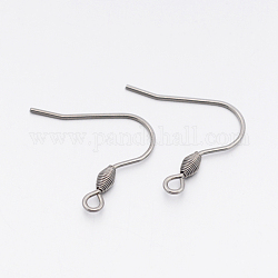 304 Stainless Steel Earring Hooks, Ear Wire, with Horizontal Loop, Stainless Steel Color, 20x21.5x3mm, Hole: 2mm, 20 Gauge, Pin: 0.8mm