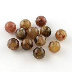 Piedras preciosas abalorios de imitación de acrílico redonda, tierra de siena, 8mm, agujero: 2 mm