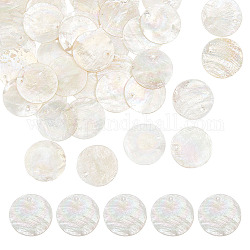arricraft 40 Pcs Natural Shell Beads, 0.5mm Clear Ab Color Flat Round Pearl Leather String Beads Jewelry Making for DIY Charm Bracelet Necklace Decorations